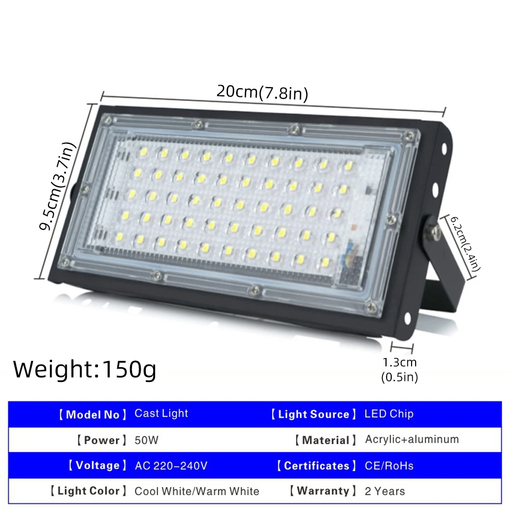 

220V LED Flood Light Flood Light Aluminum Flood Light Beads 50W Outdoor Lighting Lamp Remote Control Street Landscape Lighting