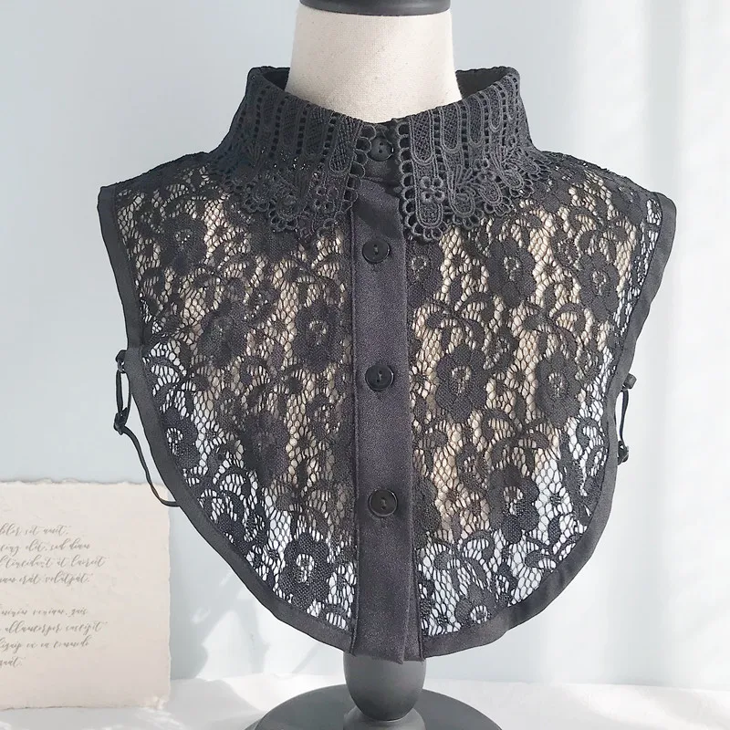 

Aesthetic lace Chiffon Doll Fake Collar Ladies Shawl Wrap Removable Detachable Embroidered False Collar Clothes Accessory Tops