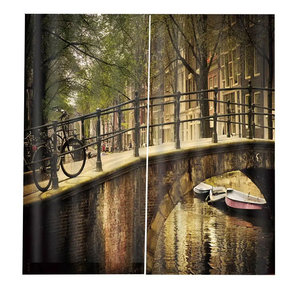 Пользовательские фото 3D оконные шторы лук мост деревья комната для гостиной офис