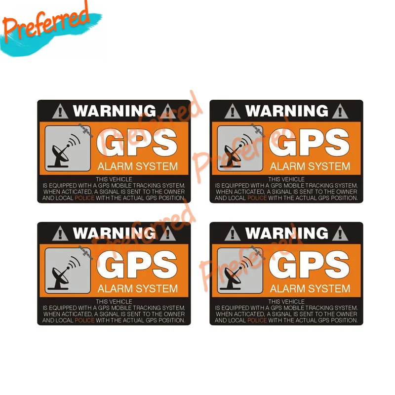 

4 X Warning Car Sticker GPS Alarm System Decal Motocross Racing Laptop Helmet Trunk Wall Vinyl Car Sticker Die Cutting