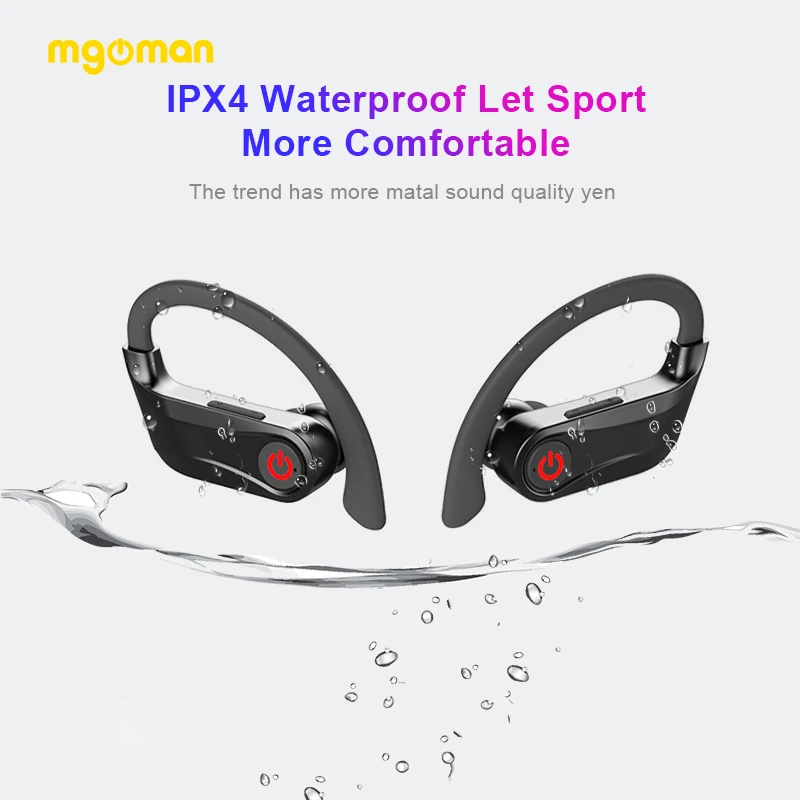 Беспроводные наушники Mgoman Q62 HBQ Bluetooth 5 0 спортивные водонепроницаемые с крючком