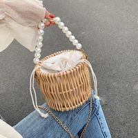 fashion pearl bag womens new hand woven straw bag rattan crossbody shoulder bags ins wild mini evening clutch bags