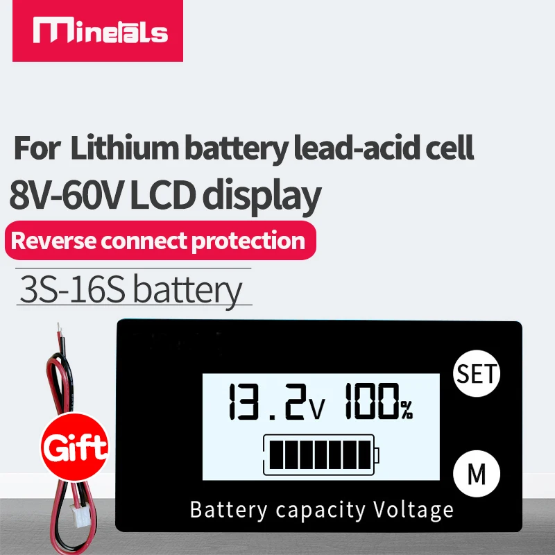 battery capacity lcd indicator display dc 8v 100v lead acid lithium lifepo4 car motorcycle voltmeter voltage gauge 12v 24v 48v free global shipping