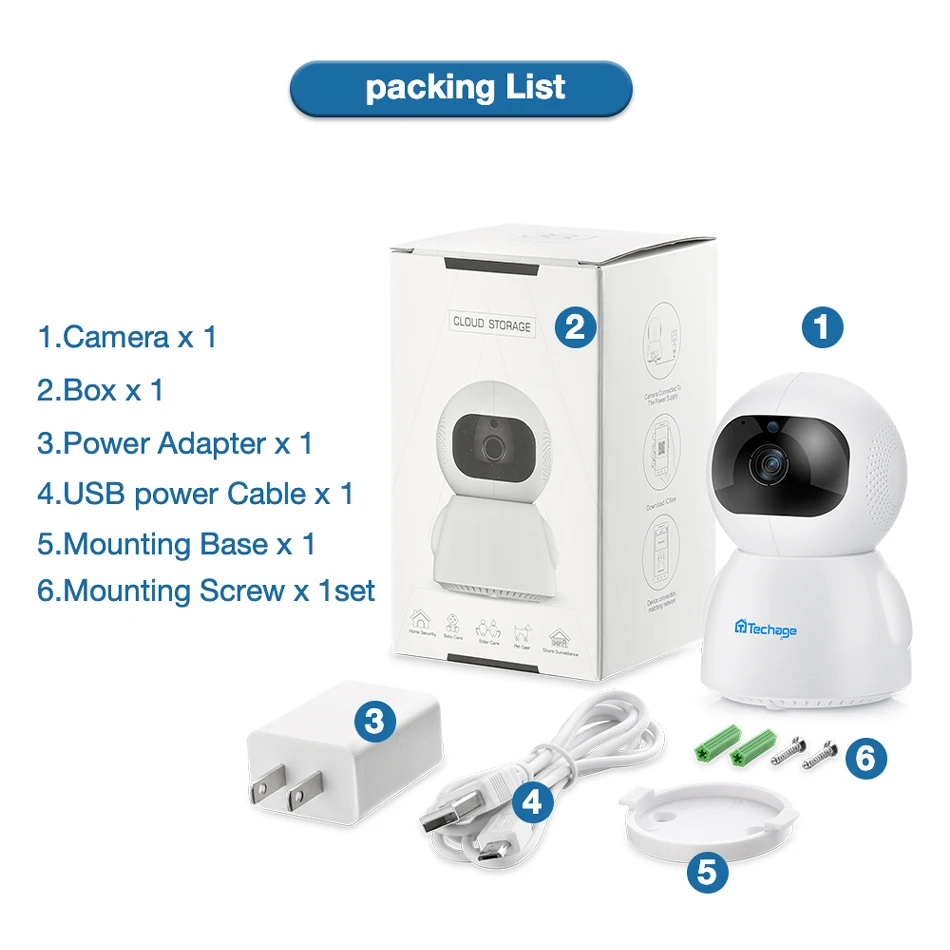 Беспроводная IP камера Techage 2 МП 1080P с автоматическим отслеживанием