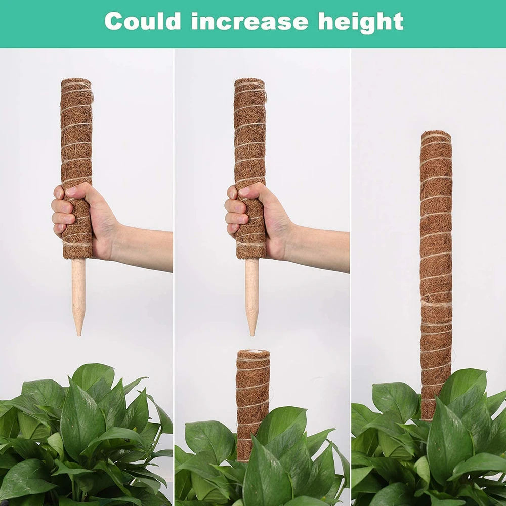 

4PCS 40cm Plant Support Coir Totem Stick Moss Pole for Garden Extension Creepers Climbing Plant Accessories