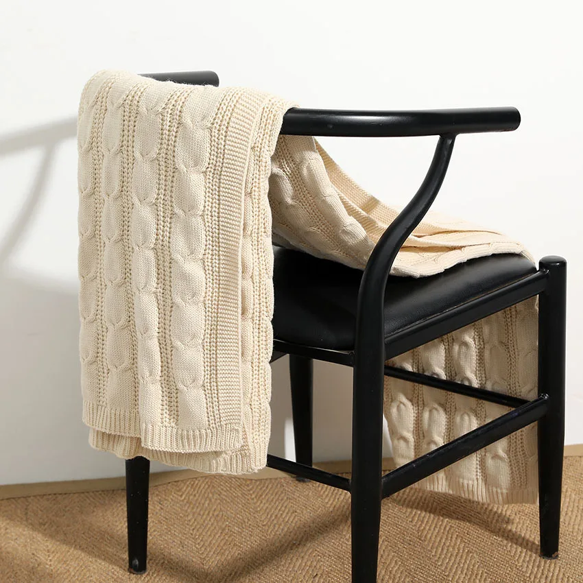 Mantas n&oacute;rdicas simples para dormir, manta de acr&iacute;lico para sof&aacute;, decoraci&oacute;n c&aacute;lida de invierno, tejido de lana suave, chal grande de Color s&oacute;lido-1