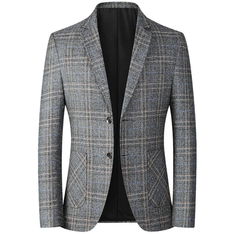 

2021 Spring Men’s Plaid Blazers British Printed Wedding Business Casual Blazer Suit Jacket Male Formal Blazers