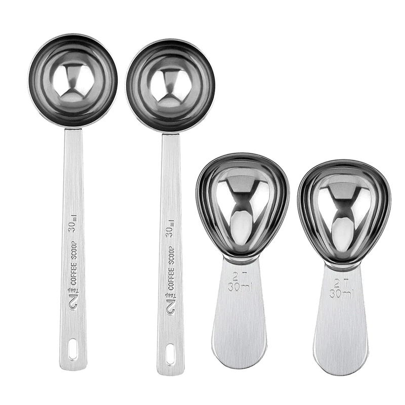 

4 Packs Coffee Scoop, 2 Tablespoon Stainless Steel Coffee Measuring Spoons,for Ground Coffee,Short Handle & Long Handle