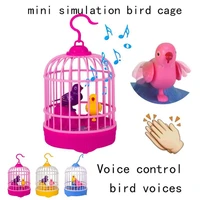 creative sound control induction mini bird cage toy simulated bird singing induction bird cage interactive toy for children gift