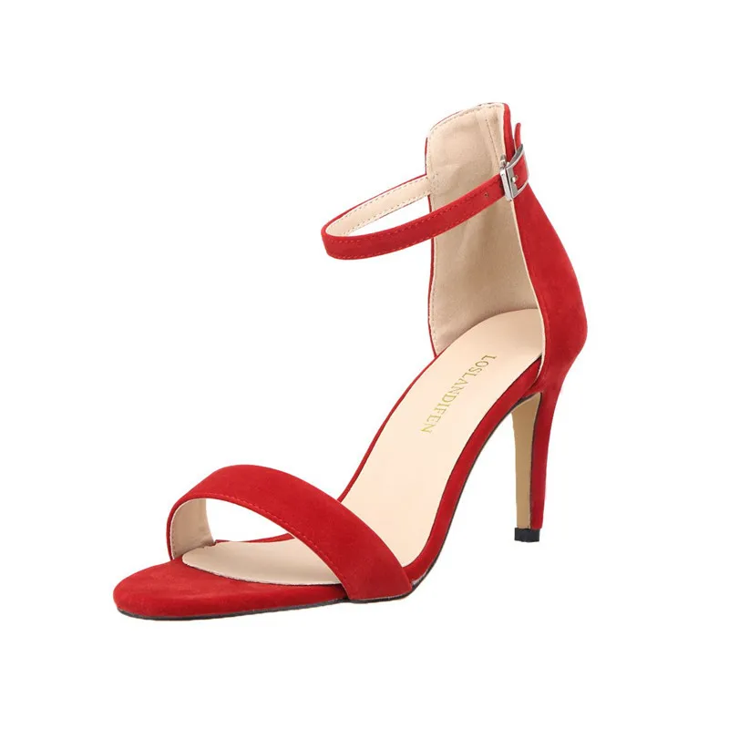 

Women's Large Size Thin Heel Shallow Sandals Flock High Heel Sandals Wedding Shoes Business Wear Women Sandals NLK-C0181