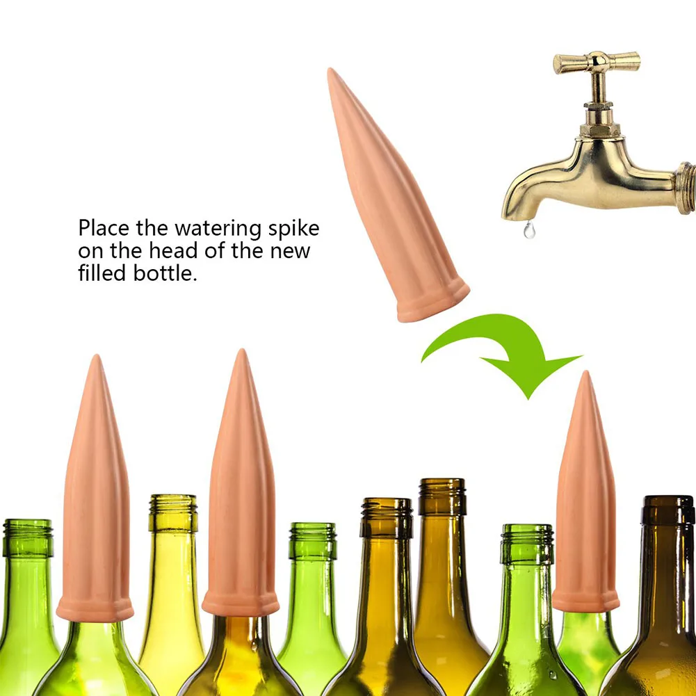 

4 Pcs Plant Waterer Self Watering Terracotta Spikes Automatically for Vacation Indoor Outdoor PLDI889