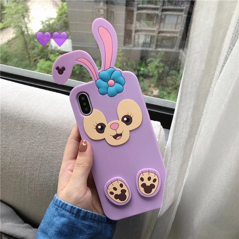 Милый силиконовый чехол для iPhone 5, 5S, 6, 6s Plus, 7, 8, X, XR, XS, 11 Pro Max, SE, чехол, панда, медведь, кошка, утка, свинья, милый чехол для телефона - Цвет: Purple Rabbit