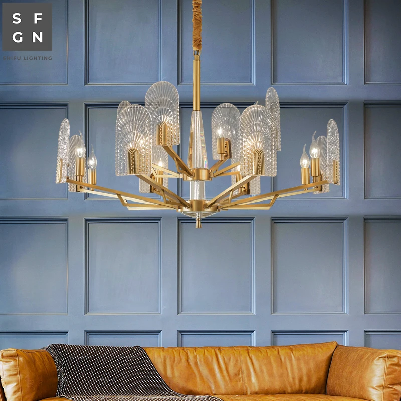 Люстра Светодиодная медная потолосветильник светильник в американском стиле