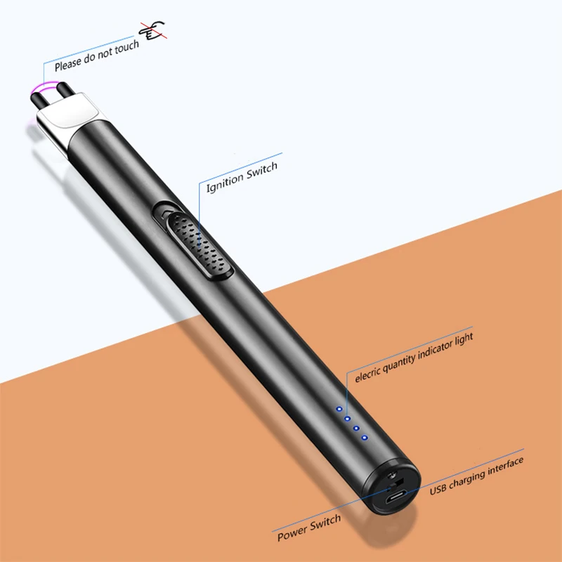 Электронная зажигалка для свечей ветрозащитная импульсная дуга USB-заряжаемая