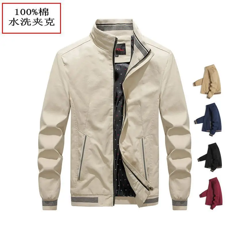 

2022 Men's Pure Cotton Workwear Jacket Washed Stand-up Collar Casual Jacket