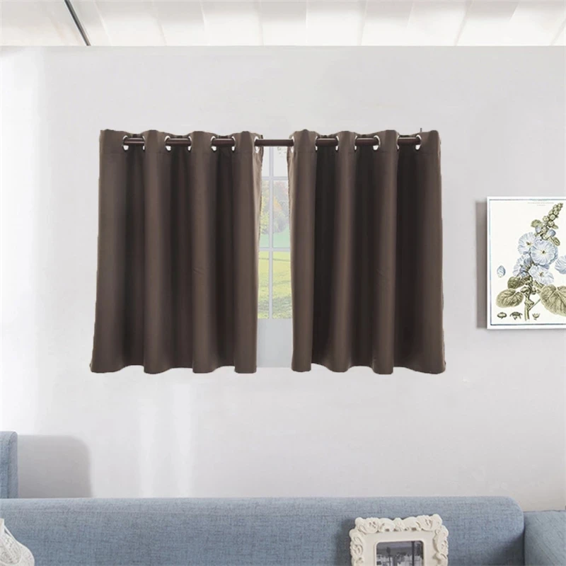 Black Curtain Panels for BedroomThermal Insulated Grommet Top Short Blackout Small Kitchen Window Drapery P092Z | Дом и сад