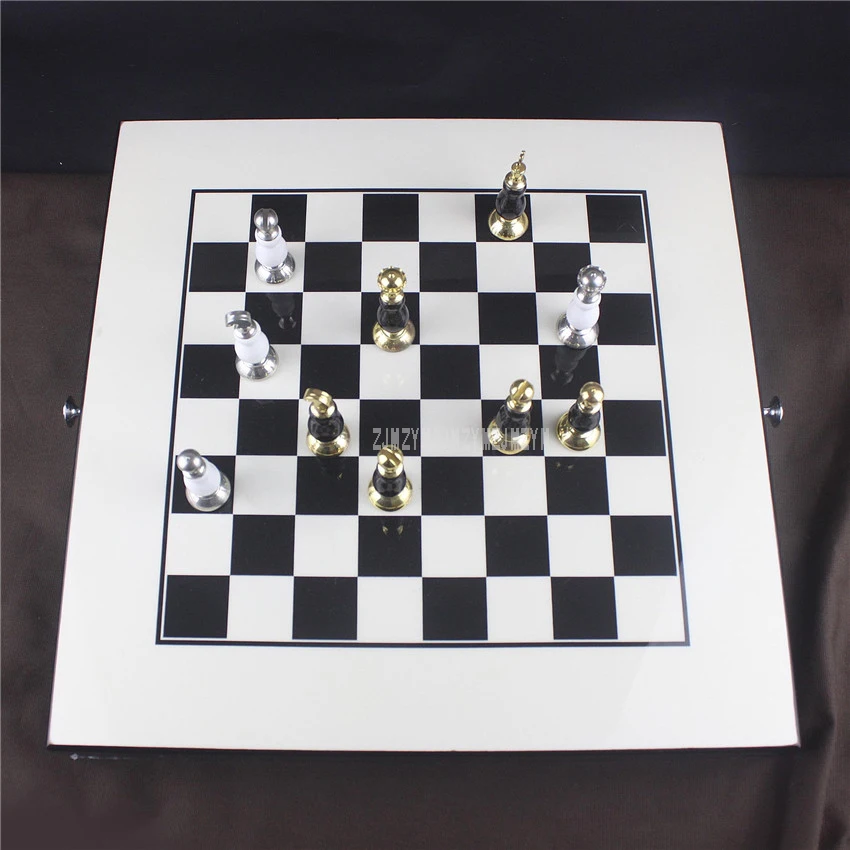 

3in1 Three Gameplay Wooden International Chess Set Board Drawer Design Travel Portable Morris Checkers Educational Game Play Kit