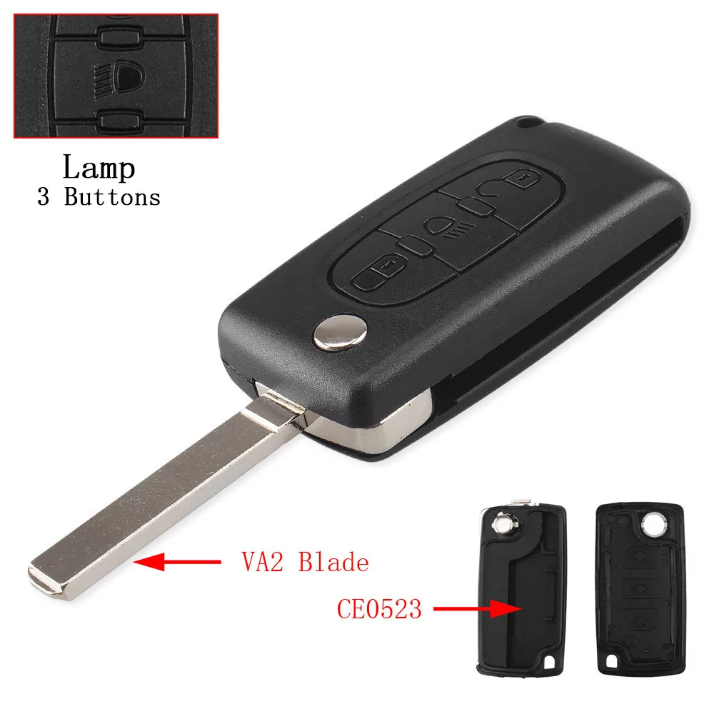 KEYYOU 2/3/4 кнопки дистанционного ключа автомобиля чехол для peugeot 207 307 308 407 607 807 для Citroen C2 C3 C4 C5 C6 складной чехол для ключей на застежке - Цвет: 3BT VA2 CE0523