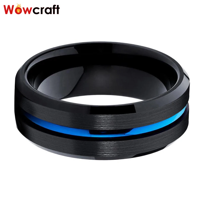 8 мм черные синие вольфрамовые кольца для мужчин женщин матовая отделка
