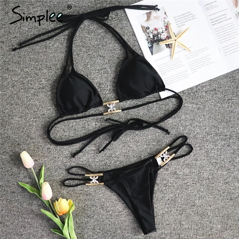 Simplee купальник женский sexy бикини бандаж купальный костюм Стринги женский летние купальник