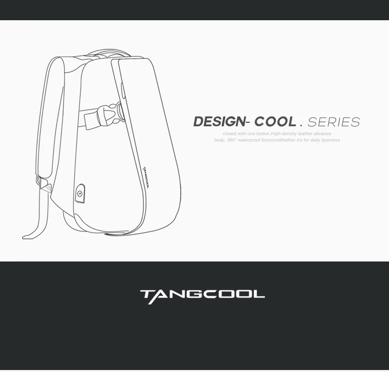 Tangcool, мужской модный рюкзак, 17,3 дюймов, рюкзак для ноутбука, водонепроницаемый, USB зарядка, рюкзак для улицы, повседневный школьный рюкзак