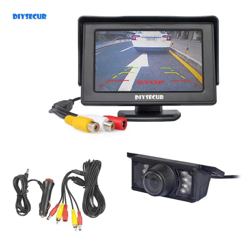 

DIYSECUR Wired 4.3" Color TFT LCD Car Monitor + HD IR Night Vision Rear View Car Camera Parking Assistance System Kit