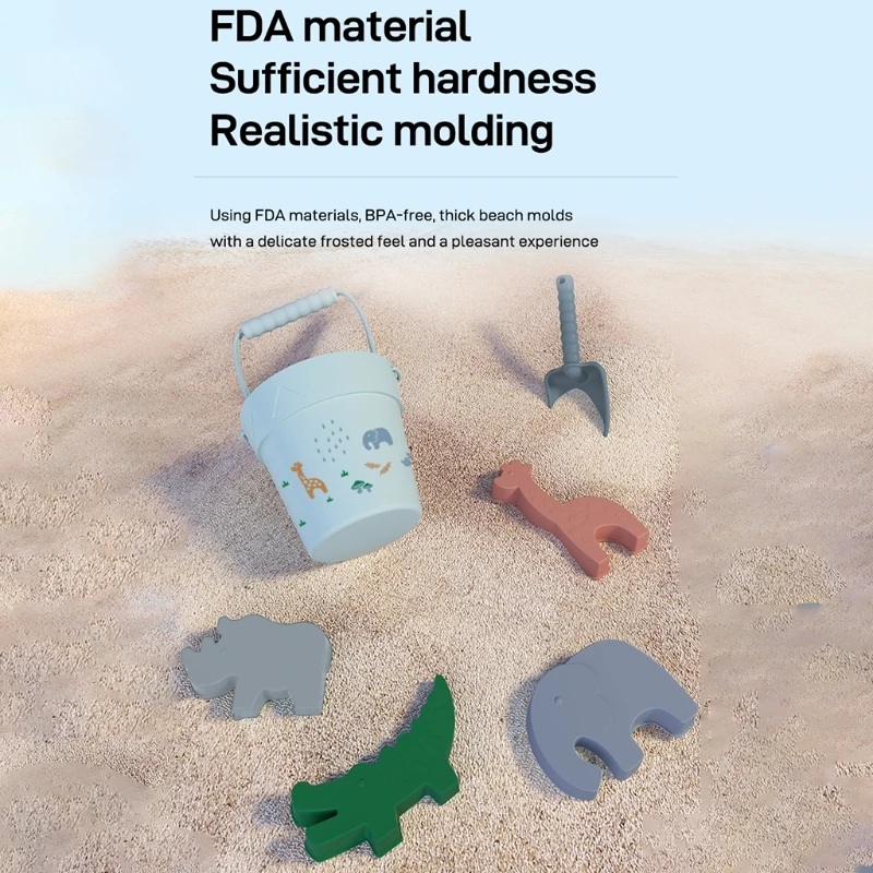 Kids Beach Sand Shovel Set Toys Silicone Children Beach Toys Baby Summer Digging Sand Tool Outdoor Play Games Gifts for Toddler