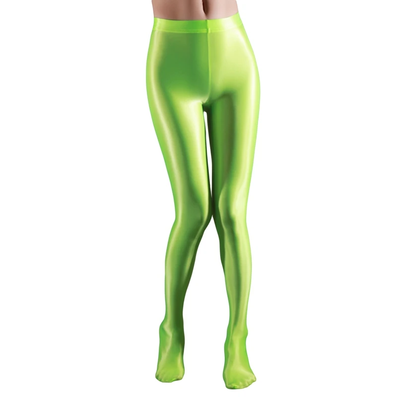 

Hot Selling 2021 Women Solid Color Fluorescent Shiny Pant Leggings Large Size Spandex Shinny Elasticity Casual Trousers For Girl