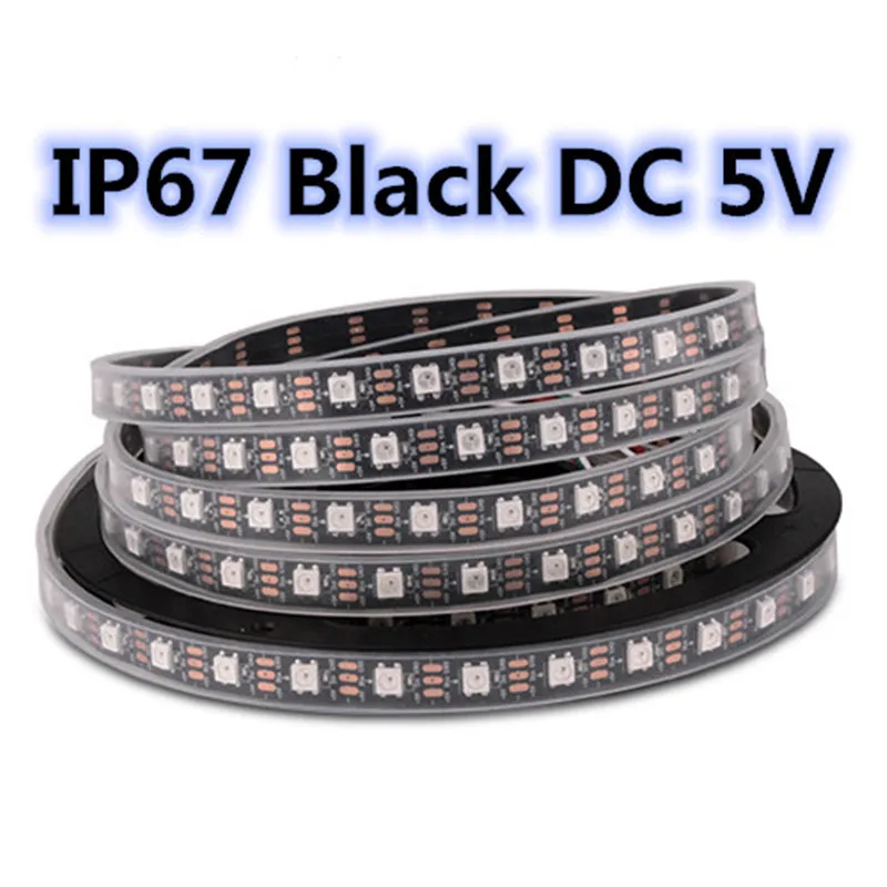 IP67 black PCB WS2812B Светодиодные ленты RGB ленты 30/60/144 светодиодный s/М ws2812 индивидуально адресуемых ФИТА полосы для ПК ambi светильник неоновый светильник DC 5V - Испускаемый цвет: IP67 black PCB