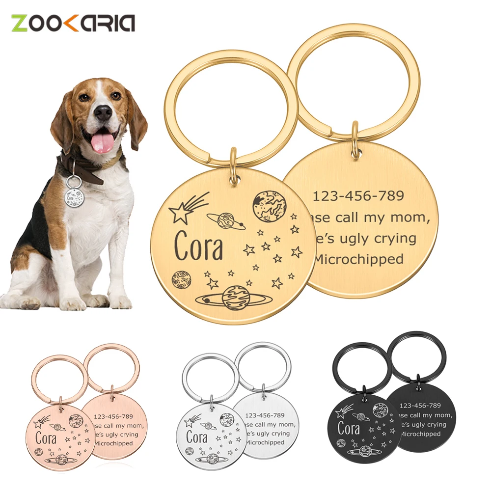 

Personalized Pet ID Tag Cat Dog Collar Accessories Dogs Anti-lost Name Tags Custom Engraved Necklace Chain Charm Pets Supplies