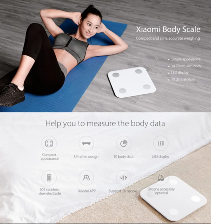 Mi Smart Scale 2 Mi Fit приложение и состав тела Монитор Жира тела Bmr экран флуоресцентный экран и Bigfoot Pad Whit