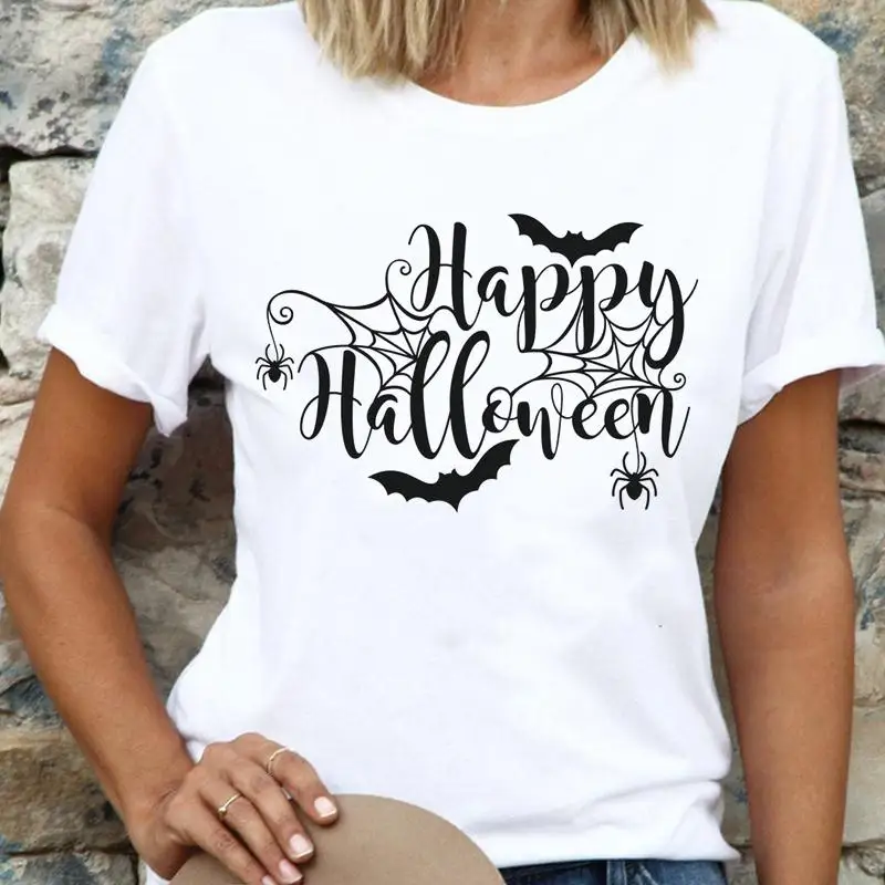 

Women Letter Happy New Funny Fall Autumn Thanksgiving Halloween Cartoon Shirt Fashion Tee T Top Print Female Graphic T-Shirts