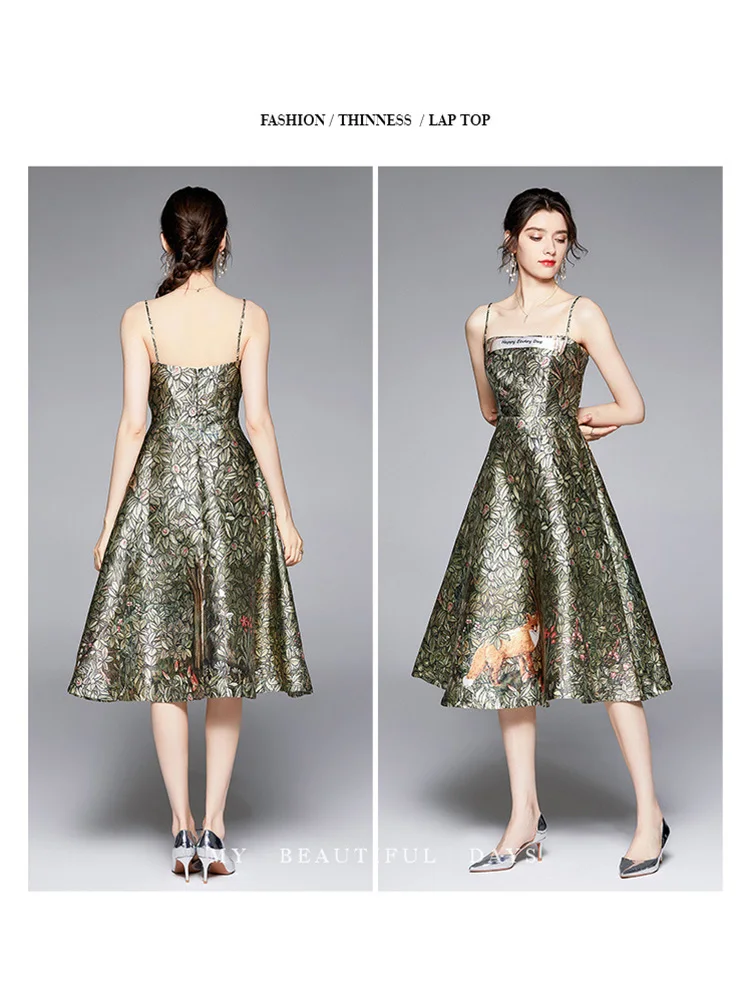 

Spaghetti Strap Dress 2021 Summer New Women Printing Dresses Casual Holiday Dress