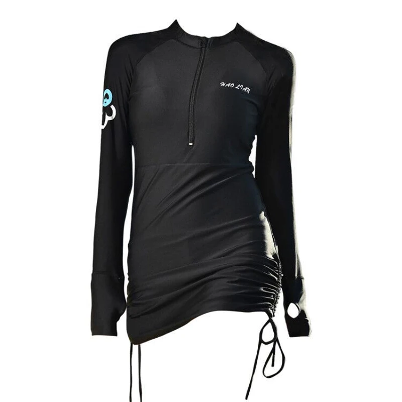 Женский купальный костюм с длинным рукавом однотонного размера плюс корейские