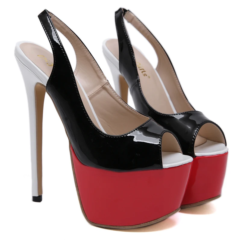 Sexy Slingback Stiletto Heels 16cm Heel Summer Ladies High Shoes Women Party Black Platform Womens | Обувь