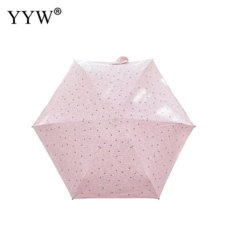 Folding Sun Umbrella Rain Women'S Umbrellas Heart Parasol Paraguas Anti-Uv Vinyl Ambrella Summer Travel Sombrilla | Дом и сад