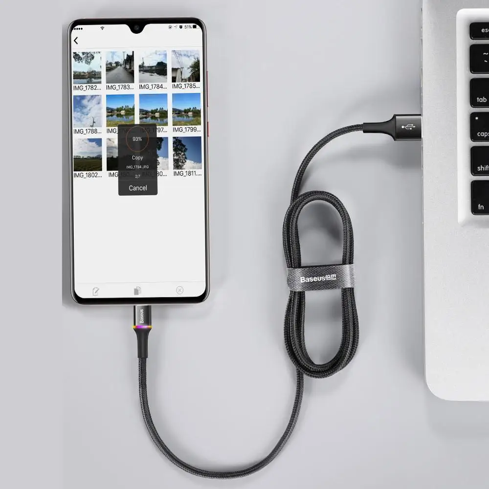 Baseus Micro USB кабель 2A 3A Быстрая зарядка зарядное устройство с светодиодный мини usb кабель 3 м для Xiaomi Android мобильный телефон провод шнур