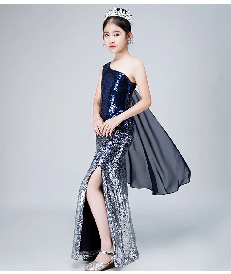 Платье принцессы с юбкой годе для девочек роскошное вечернее платье блестками