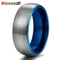 mens womens tungsten wedding bands blue plated matte finish surface tungsten carbide engagement rings with comfort fit