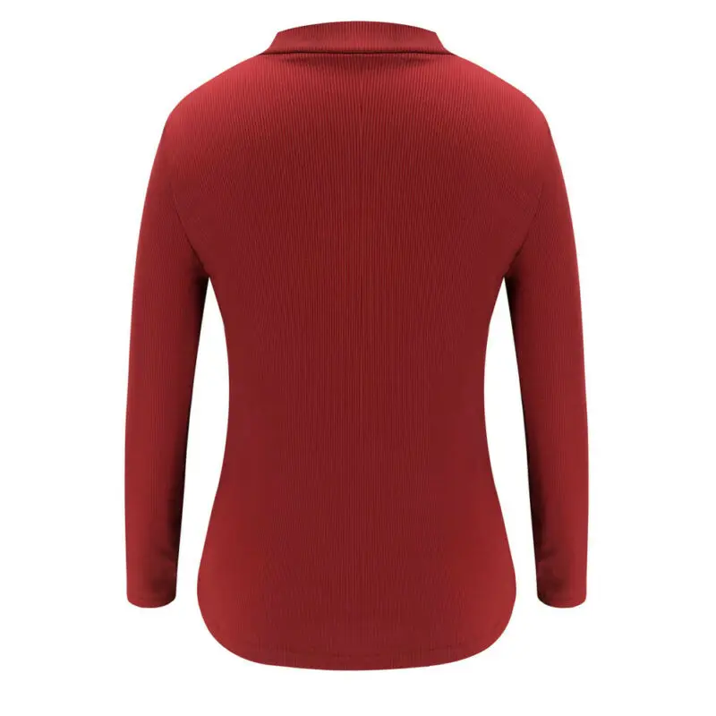 Сексуальные женские топы с длинным рукавом и круглым вырезом футболка красного
