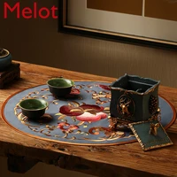 fashion high end new chinese style dining table cushion fabric vase mat household table lamp coaster tea mat waterproof