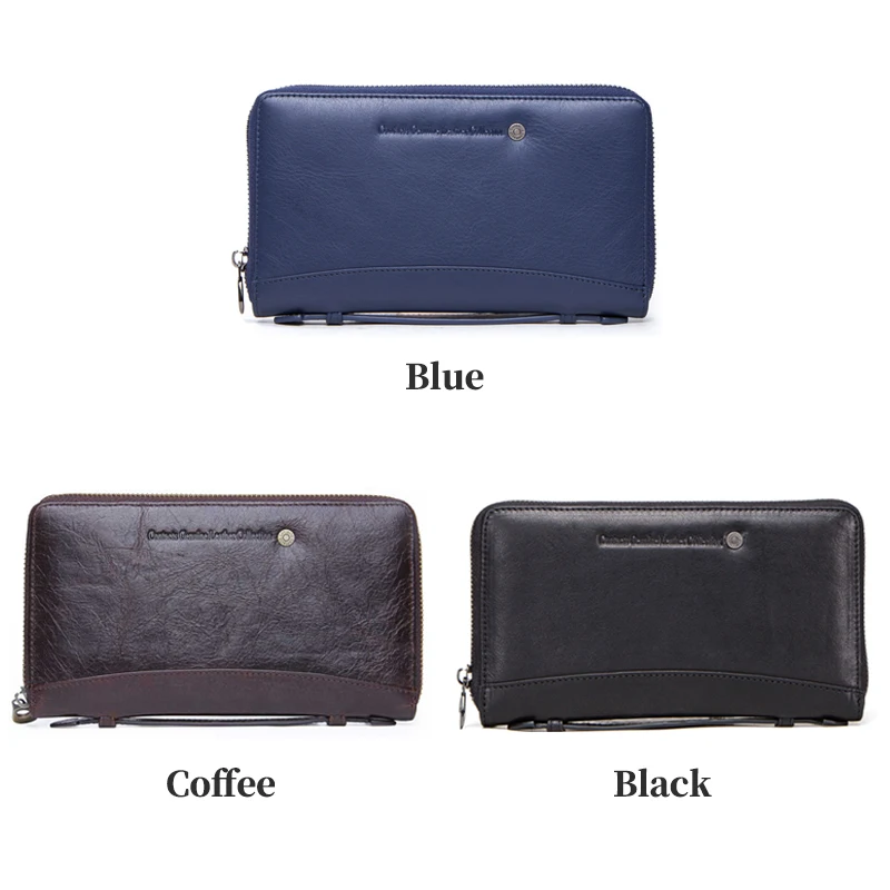 Custom Name Wallets Men Fashion Passport Wallet Zipper Purses With Phone Bags Card Holder Gift  Genuine Cowhide Leather