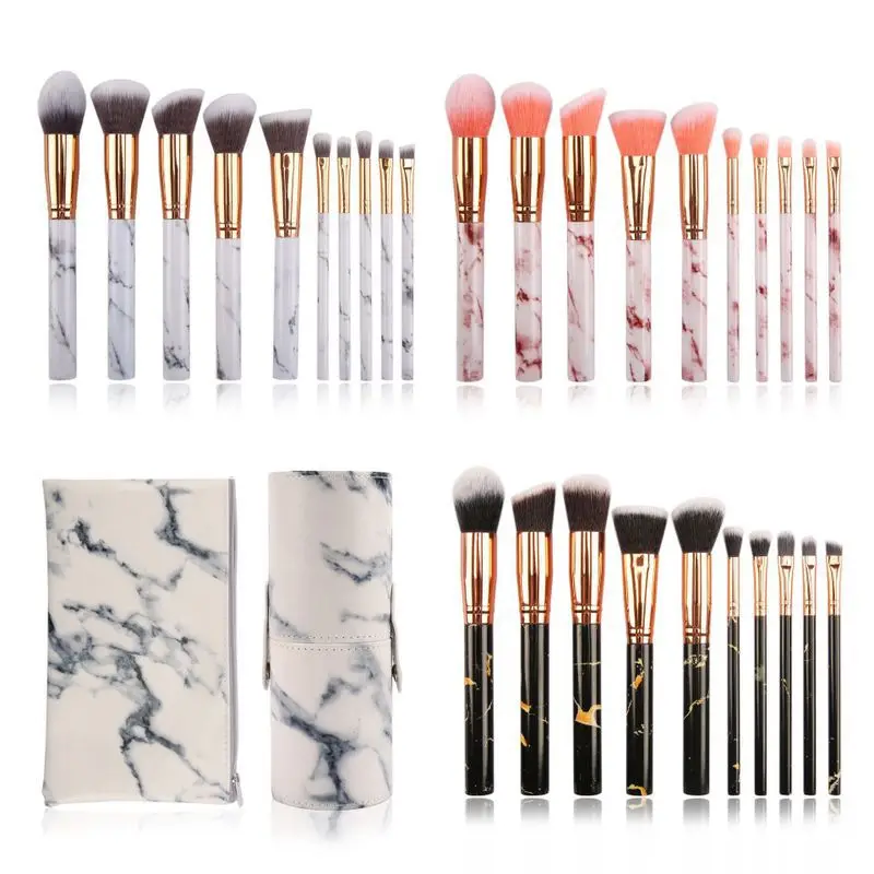 

Marble Makeup Brush Set Pink Blush Eyeshadow Concealer highlighter Cosmetics Make up For Beginner Powder Foundation Beauty Tools