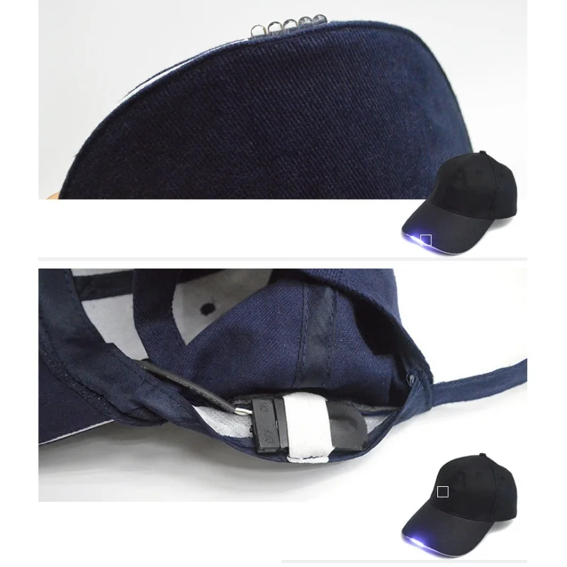 Уличные однотонные кепки ночной светодиодный фонарик шляпы для рыбалки охоты
