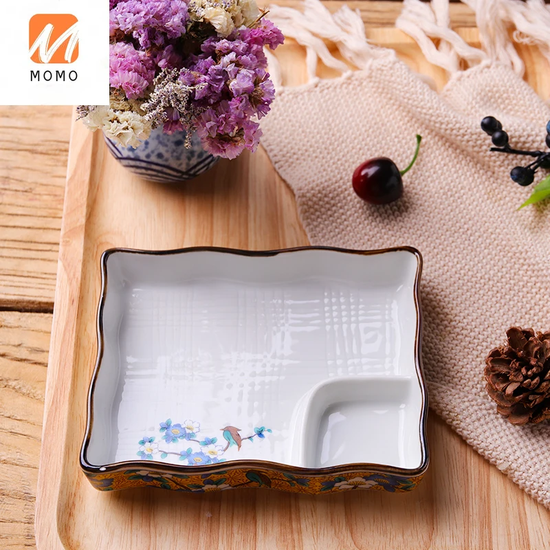 

Ceramic Tableware Creative Rectangular Plate Hotel Grid Plate Dumpling Plate Japanese Fried Dish Tempura Plate