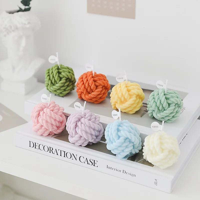 

Cute Yarn Ball Candle Handicraft Candle Weding Candle Party Creative Desktop Ornaments Decoration Holiday Photo Props