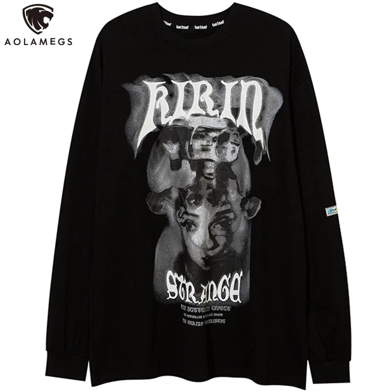 

Aolamegs мужские Портретные толстовки с принтом животных Иллюзия осенний винтажный уличный пуловер в стиле панк Diablo черная уличная одежда