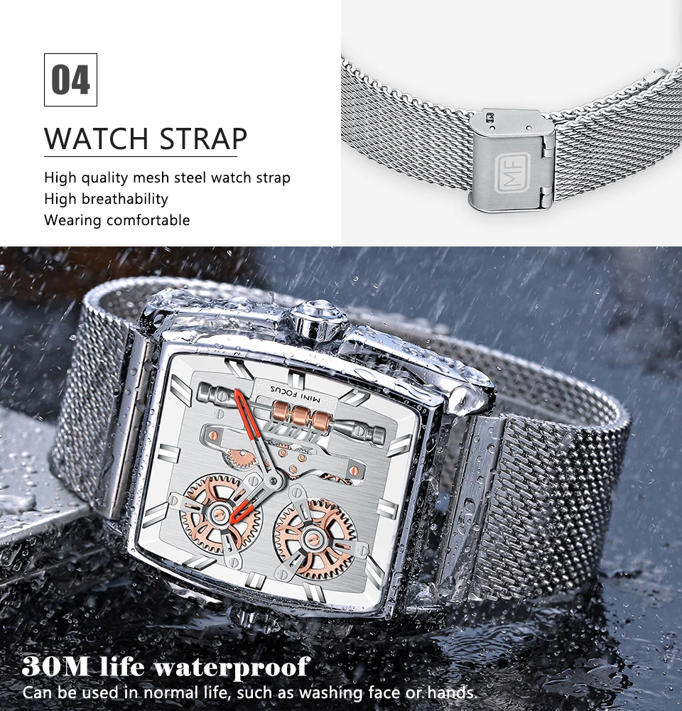 Часы скелетоны MINIFOCUS Мужские кварцевые армейские модные спортивные брендовые