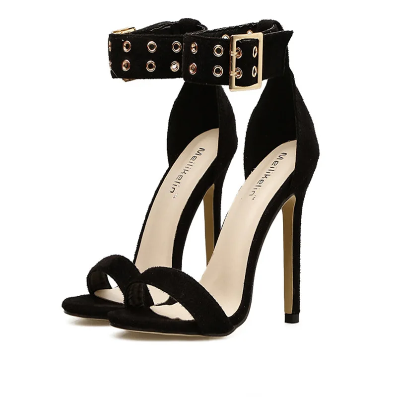 

2020 Spring Summer New Style Fish Mouth Double Breasted Thin Heeled High Heel Shoes Large Size 0329