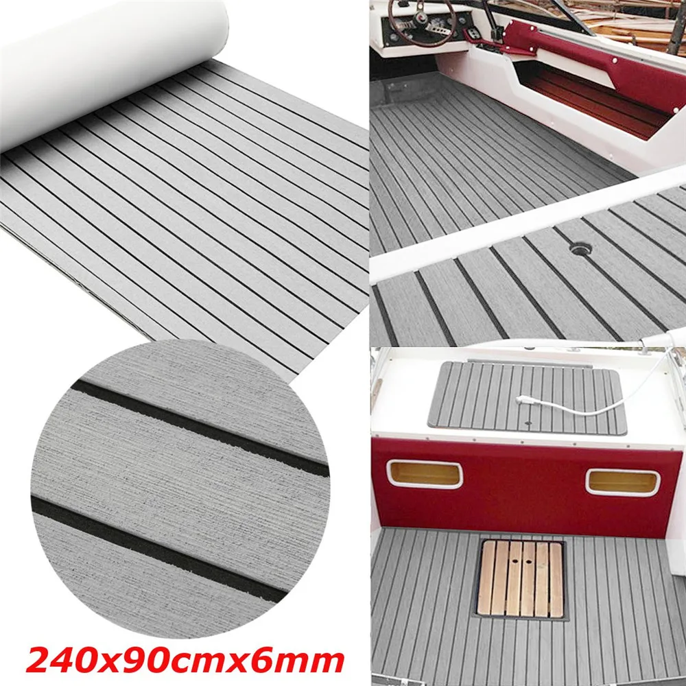 

2400x600x6mm Self-Adhesive EVA Foam Marine Boat Yacht Flooring Faux Simulation Teak Sheet Pad Boat Decking Decor Mat